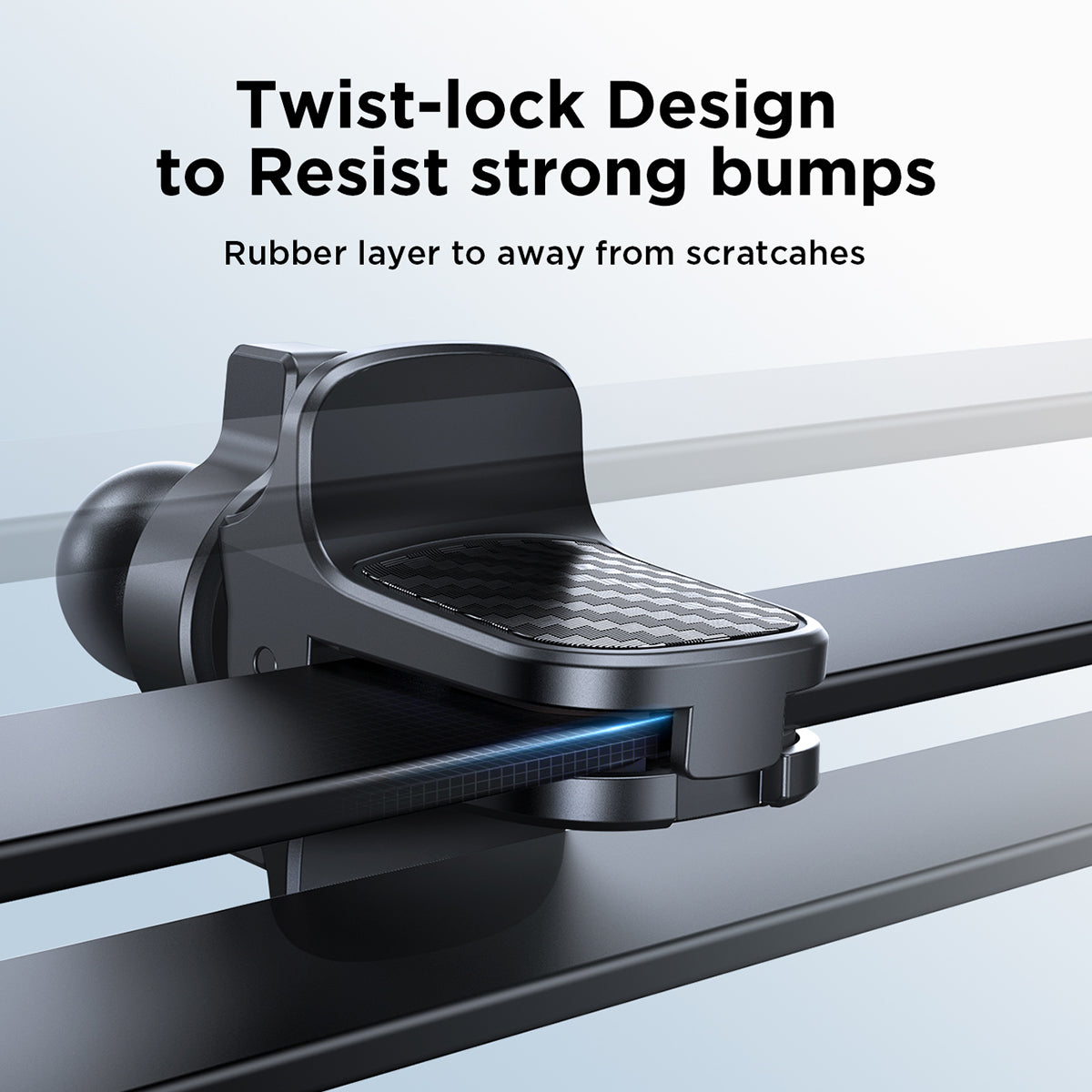 Twist-lock design of JOYROOM JR-ZS400 Magnetic Car Phone Mount with rubber layer to prevent scratches and resist strong bumps.